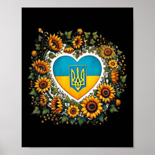 Ukraine Flag And Sunflowers Illustration 1 Poster
