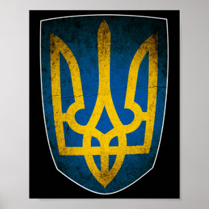 Ukraine Flag And Trident Ukrainian 1  Poster