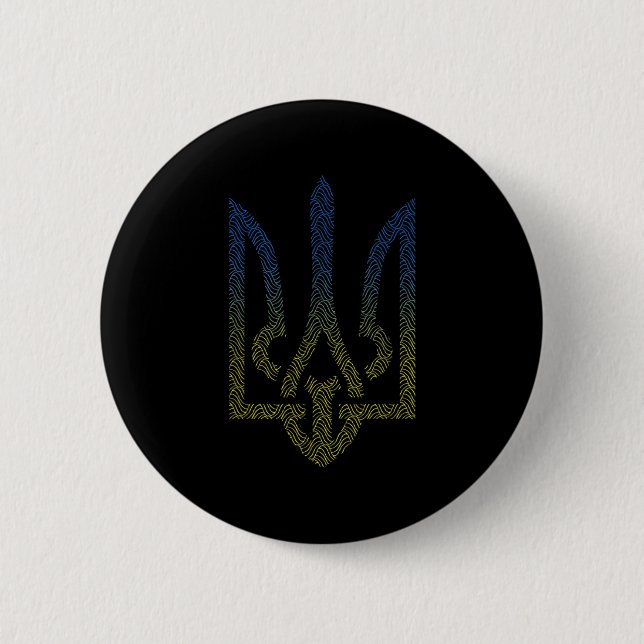 Ukraine Flag And Trident Ukrainian  6 Cm Round Badge (Front)