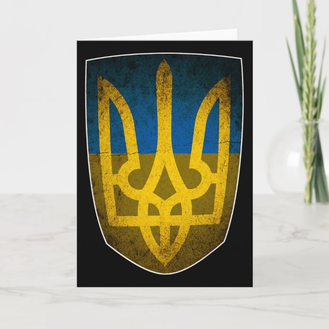 Ukraine Flag And Trident Ukrainian  Card (Front)