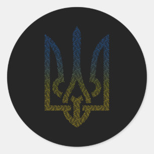 Ukraine Flag And Trident Ukrainian Classic Round Sticker
