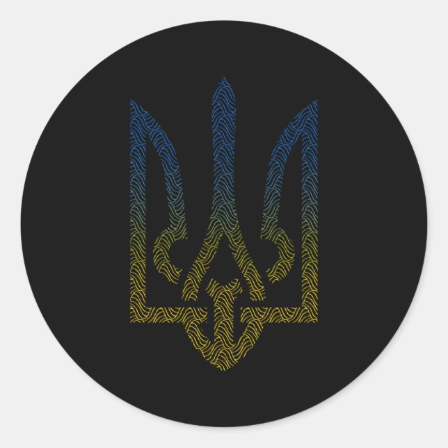 Ukraine Flag And Trident Ukrainian Classic Round Sticker (Front)