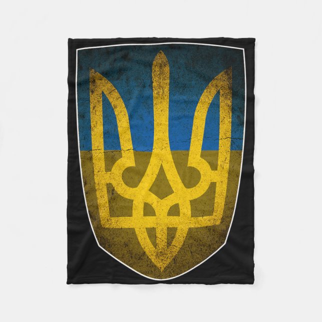 Ukraine Flag And Trident Ukrainian  Fleece Blanket (Front)