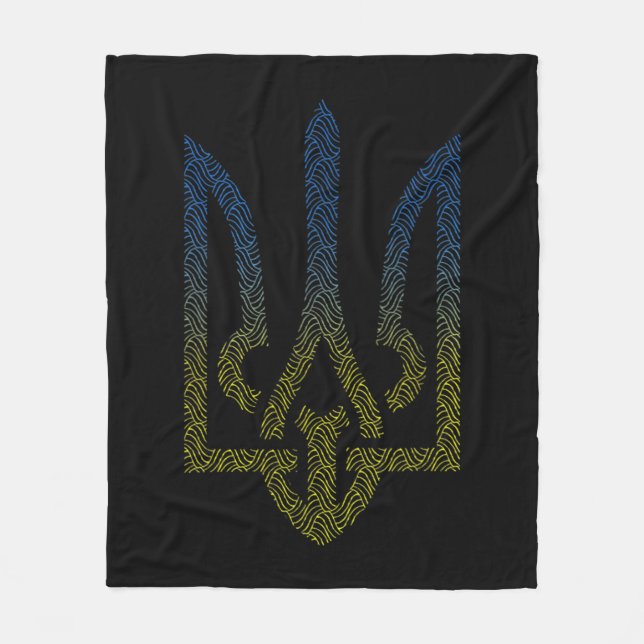 Ukraine Flag And Trident Ukrainian  Fleece Blanket (Front)