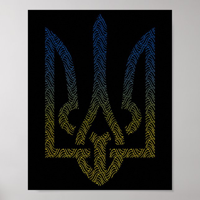 Ukraine Flag And Trident Ukrainian I Stand With Uk Poster (Front)