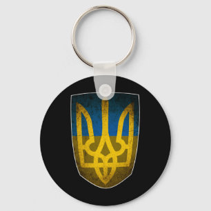 Ukraine Flag And Trident Ukrainian Key Ring