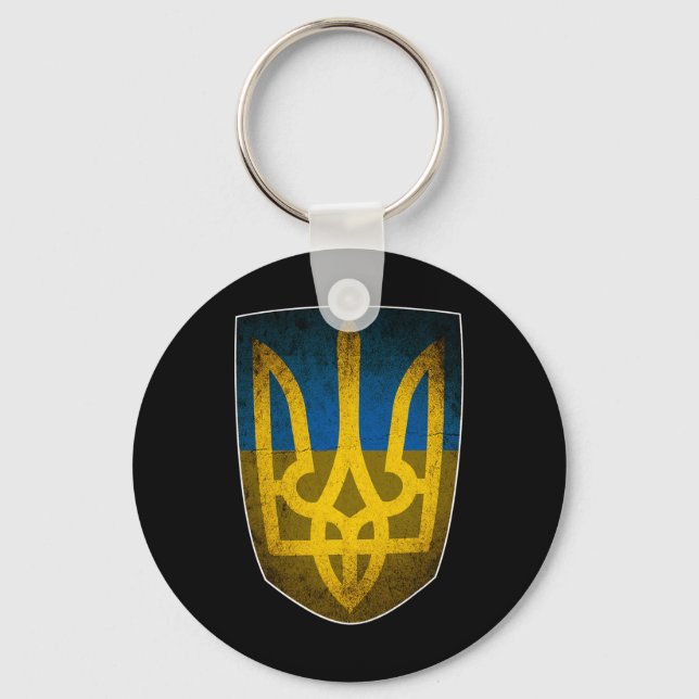 Ukraine Flag And Trident Ukrainian  Key Ring (Front)