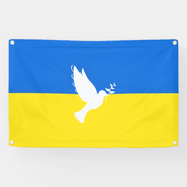 Ukraine Flag Banner Peace Dove Freedom (Horizontal)