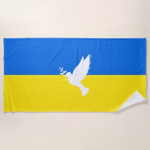 Ukraine Flag Beach Towel Dove of Peace - Freedom