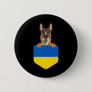 Ukraine Flag Belgian Malinoi Dog In Pocket 6 Cm Round Badge