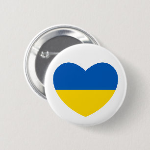 Ukraine Flag Blue Yellow Heart 6 Cm Round Badge