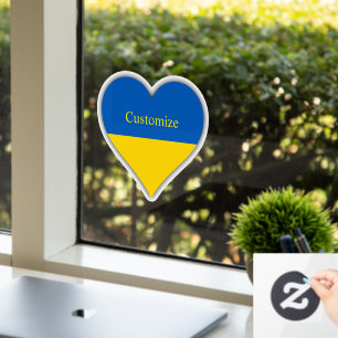 Ukraine Flag Blue Yellow Heart  Thunder_Cove   Window Cling