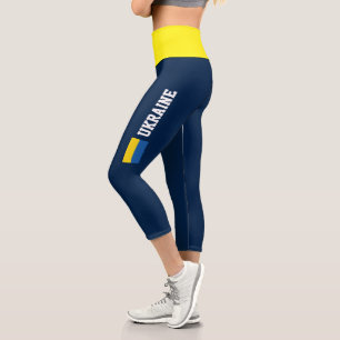 Ukraine flag blue yellow high waist Capri leggings