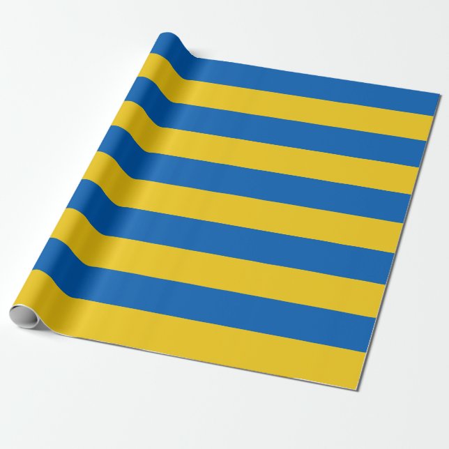 Ukraine Flag Blue Yellow Stripes Wrapping Paper (Unrolled)