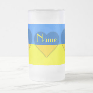 Ukraine Flag Blue Yellow Thunder_Cove Frosted Glass Beer Mug