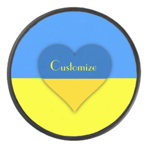Ukraine Flag Blue Yellow Thunder_Cove Hockey Puck