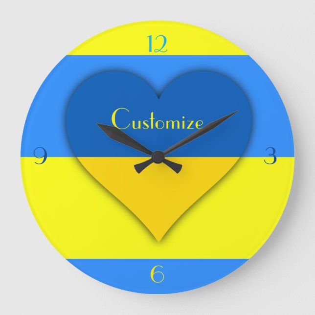 Ukraine Flag Blue Yellow Thunder_Cove  Large Clock (Front)