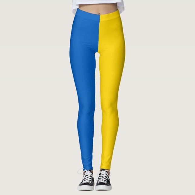 Ukraine Flag Blue Yellow Ukrainian Leggings (Front)