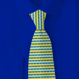 Ukraine Flag Brick Pattern Tie