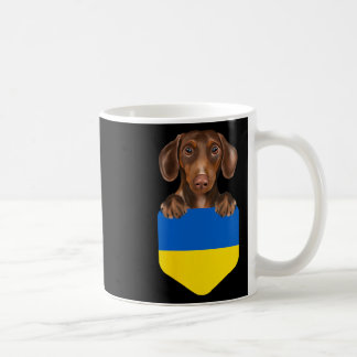 Ukraine Flag Brown Dachshund Dog In Pocket  Coffee Mug