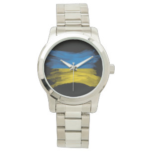 Ukraine flag brush stroke, national flag watch