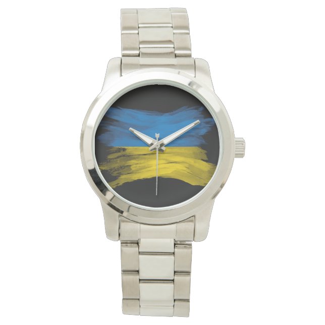 Ukraine flag brush stroke, national flag watch (Front)