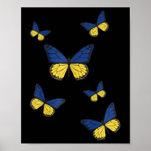 Ukraine Flag Butterfly Butterflies Flag Wings Flag Poster