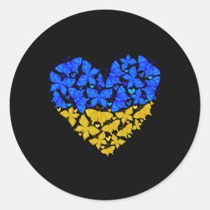Ukraine Flag Butterfly Heart Vintage Ukrainian Lov Classic Round Sticker
