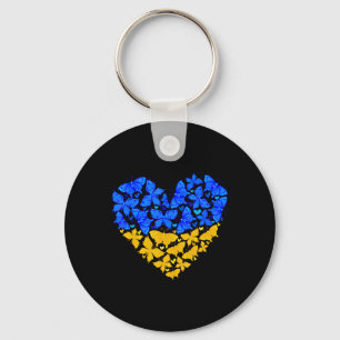 Ukraine Flag Butterfly Heart Vintage Ukrainian Lov Key Ring