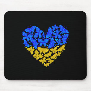 Ukraine Flag Butterfly Heart Vintage Ukrainian Lov Mouse Mat