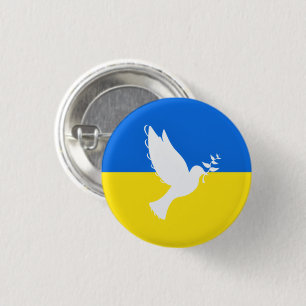 Ukraine Flag Button Support Peace Dove - Freedom