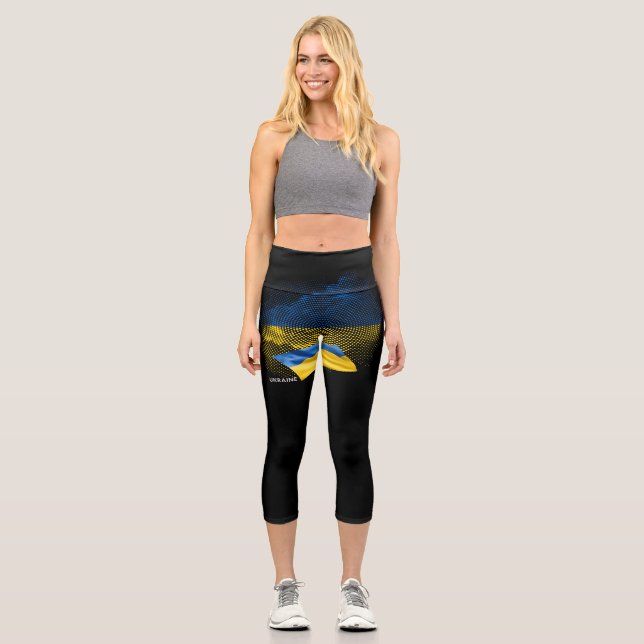 Ukraine flag capri leggings (Front)