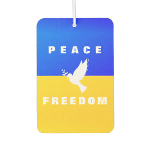 Ukraine Flag Car Air Freshener Peace Dove Support