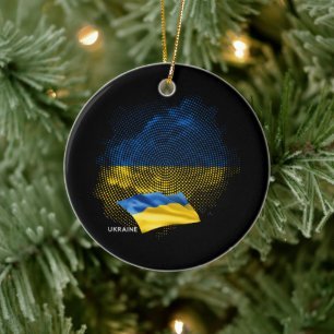 Ukraine flag ceramic tree decoration