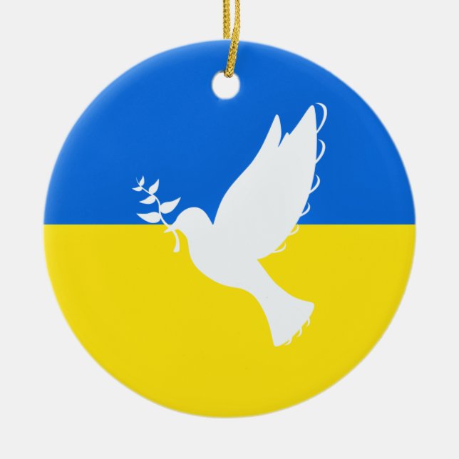 Ukraine Flag Christmas Decoration Peace Dove (Front)
