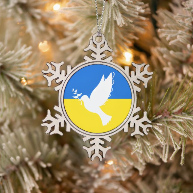 Ukraine Flag Christmas Ornament Dove of Peace (Tree)