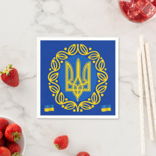 Ukraine, Flag, Coat of Arms, Tryzub Ukrainian Rep Napkin
