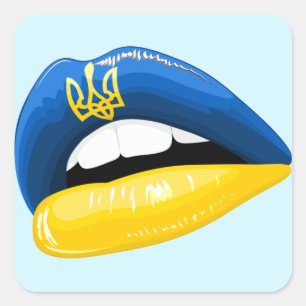 Ukraine Flag Colors Lipstick Square Sticker
