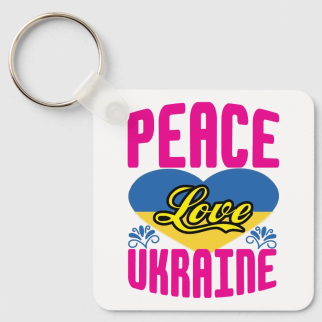 Ukraine Flag Colors Love Peace Key Ring (Front)