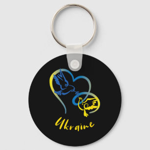 Ukraine Flag Colors Peace Doves And Hearts Peace I Key Ring
