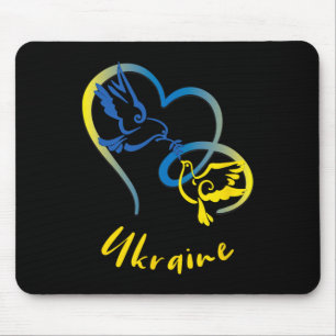 Ukraine Flag Colors Peace Doves And Hearts Peace I Mouse Mat