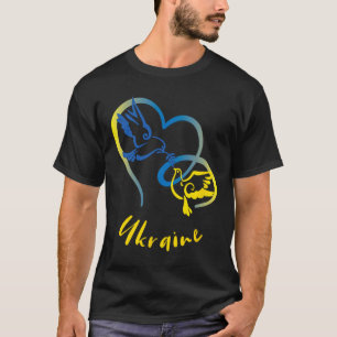 Ukraine Flag Colors Peace Doves And Hearts Peace I T-Shirt