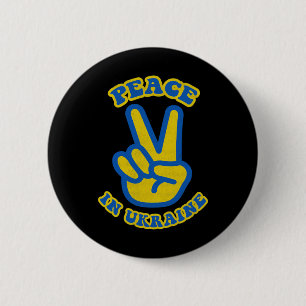 Ukraine Flag Colors Two Fingers Peace Sign Peace D 6 Cm Round Badge