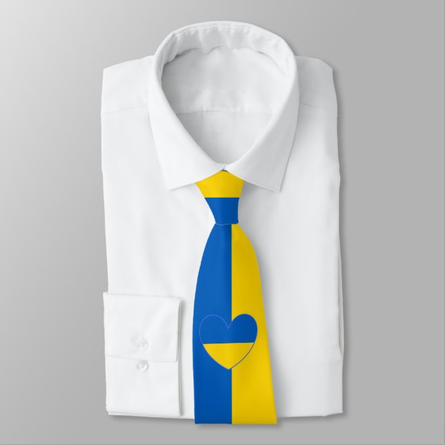 Ukraine Flag Colours blue and yellow  Neck Tie (Tied)
