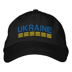 UKRAINE Flag Colours Blue and Yellow on Black Embroidered Hat