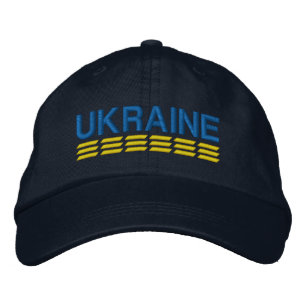 UKRAINE Flag Colours Blue and Yellow on Navy Embroidered Hat