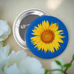 Ukraine Flag Colours Yellow Blue Sunflower Flower 6 Cm Round Badge<br><div class="desc">Design is blue and yellow,  Ukraine flag with the country's national flower,  the sunflower. A symbol of hope and prayer for peace.</div>
