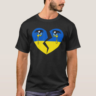 Ukraine Flag Crying Tears For Ukrainian Heart T-Shirt