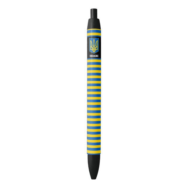 Ukraine Flag Cute Patriotic Black Ink Pen (Front Vertical)