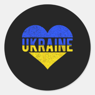 Ukraine Flag Design - Heart Classic Round Sticker